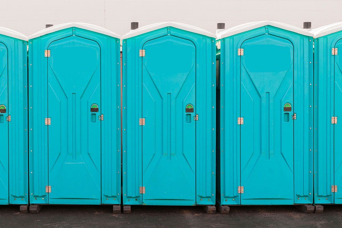 Industrial portable restroom units at a plant in Southaven, Mississippi